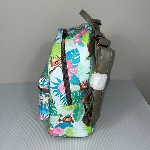 Disney Loungefly mini backpack Moana Pua Hei Hei Kakamora tropical floral NWT main image 5
